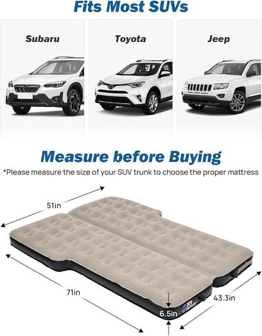 مرتبة هوائية للسيارة من JOYTUTUS SUV، غرفتان هوائيتان منفصلتان، مرتبة هوائية للسيارة بسطح أكسفورد سميك للغاية، ملحقات خيمة التخييم لسيارات الدفع الرباعي مع مضخة هواء 2 في 1، وسادتين وحقيبة حمل in Kuwait