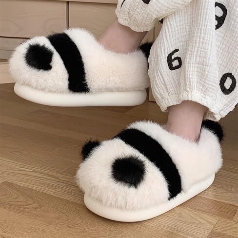 Panda Animal Slippers for Women and Men Plush Winter House Slippers with Backs for Indoor and Outdoor in Kuwait