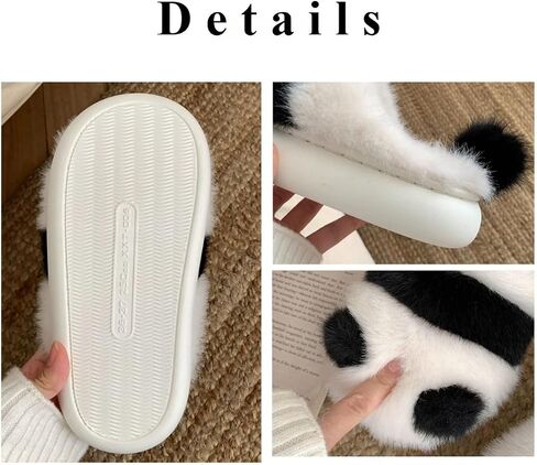 Panda Animal Slippers for Women and Men Plush Winter House Slippers with Backs for Indoor and Outdoor in Kuwait