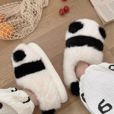 Panda Animal Slippers for Women and Men Plush Winter House Slippers with Backs for Indoor and Outdoor in Kuwait