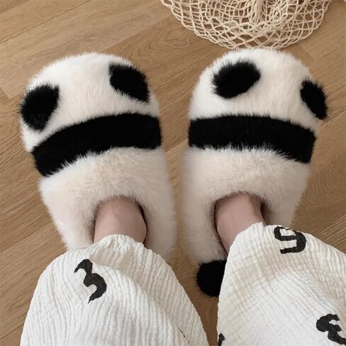 Panda Animal Slippers for Women and Men Plush Winter House Slippers with Backs for Indoor and Outdoor in Kuwait