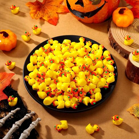 150 PCS Fall Fall Mini Resin Ducks Duckn Ducks Halloween Halloween Resin Tiny Resin the Miniature تمثال مصغرة لخريف الحفلات مهرجان هالوين تفضل زخرفة المنزل (اليقطين) in Saudi Arabia