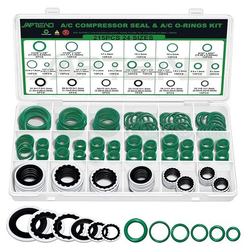 40pcs غسالات ختم الضاغط A/C و 175pcs A/C O Rings Kit ، 24 أحجام حشية منفذ تكييف الهواء لاستبدال السيارات. in Kuwait