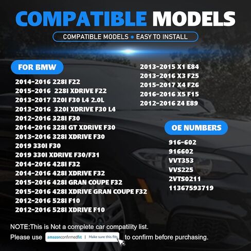 11367593719 توقيت صمام متغير المحرك (VVT) الملف اللولبي لـ BMW 2012-2016 320i Xdrive 328i GT Xdrive 330i Xdrive X5 528i Xdrive X3 428i Xdrive Gran Coupe X1 228I X4 Z4 استبدال 916-602 VVT353 in Kuwait
