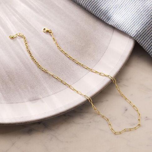 Ross-Simons 3mm 10kt Yellow Gold Paper Clip Link Choker Necklace. 13 inches in Saudi Arabia