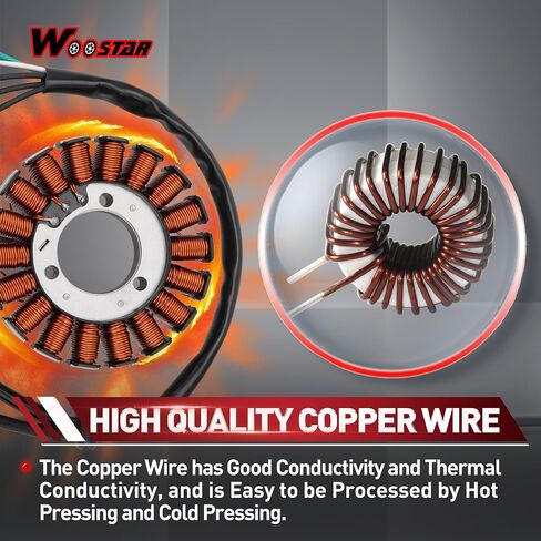Woostar 18 Coil 5 Wire Magneto Stator بديل لعام 2013-2017 Ninja300 2015-2018 Z300 2013-2014 Z250 Ninja250 2013-2017 Ninja 250R 2013-2014 ER250 2015-2017 ER250 ABS ABS in Saudi Arabia