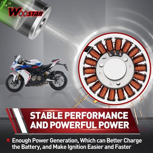 Woostar 18 Coil 5 Wire Magneto Stator بديل لعام 2013-2017 Ninja300 2015-2018 Z300 2013-2014 Z250 Ninja250 2013-2017 Ninja 250R 2013-2014 ER250 2015-2017 ER250 ABS ABS in Saudi Arabia