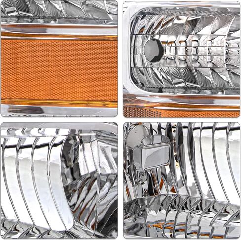 Headlight Assembly Set Compatible with 2008-2010 Ford F-250 F-350 F-450 F-550 Super Duty OE Style Headlamp Replacement Passenger and Driver Side (Chrome Housing with Amber Reflector) in Saudi Arabia