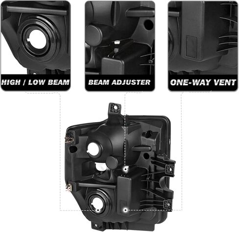 Headlight Assembly Set Compatible with 2008-2010 Ford F-250 F-350 F-450 F-550 Super Duty OE Style Headlamp Replacement Passenger and Driver Side (Chrome Housing with Amber Reflector) in Saudi Arabia