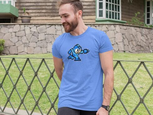 Threads pop mega man 8 بت تشغيل عتيقة فيديو عتيقة megaman graphic تي شيرت للرجال in Saudi Arabia