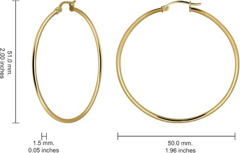 Hoops & Loops 925 Sterling Silver 1.5mm High Polished Round Small Click-Top Hoop Earrings, 15mm-50mm for Women Men Teen Girls | Silver, Yellow Gold & Rose Gold in Saudi Arabia