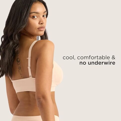 Boody Women’s Wireless Full‑Bust T‑Shirt Bra | Bamboo Viscose, Seam‑Free Comfort, Invisible Fit, 2‑in‑1 Adjustable Straps in Kuwait