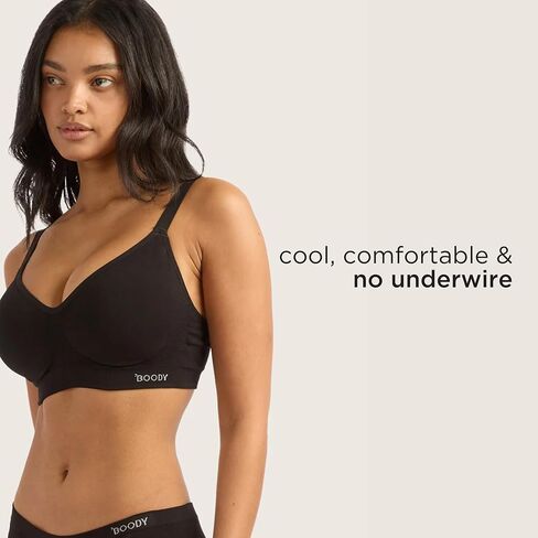 Boody Women’s Wireless Full‑Bust T‑Shirt Bra | Bamboo Viscose, Seam‑Free Comfort, Invisible Fit, 2‑in‑1 Adjustable Straps in Kuwait