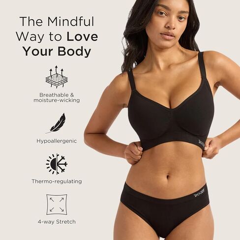 Boody Women’s Wireless Full‑Bust T‑Shirt Bra | Bamboo Viscose, Seam‑Free Comfort, Invisible Fit, 2‑in‑1 Adjustable Straps in Kuwait