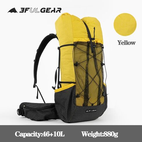حقيبة ظهر 3F UL GEAR QiDian Pro UL 46+10L حقيبة تسلق خارجية للتخييم والتنزه سيرًا على الأقدام UHMWPE خفيفة (بيج) in Saudi Arabia