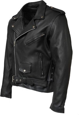 MC Classic Men's Motorcycle Biker Jacket Black Genuine Leather (60, Red) in Kuwait