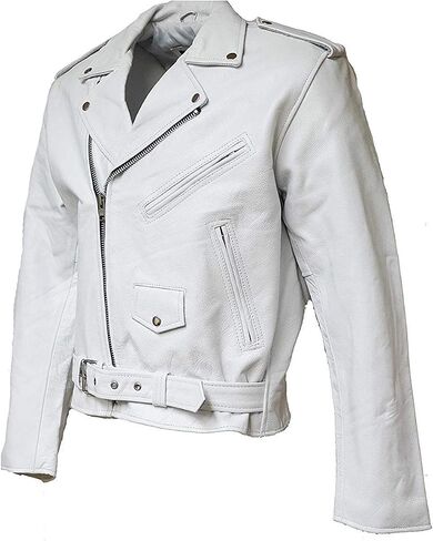 MC Classic Men's Motorcycle Biker Jacket Black Genuine Leather (60, Red) in Kuwait
