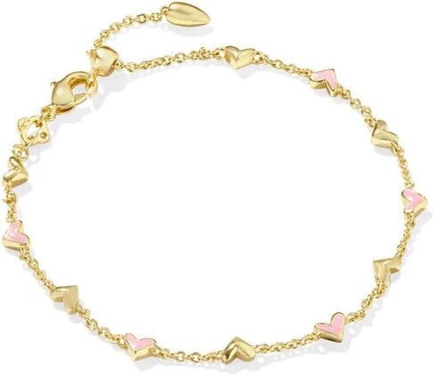 Delicate Gold Chain Bracelet with Pink Enamel Hearts by Kendra Scott in Saudi Arabia
