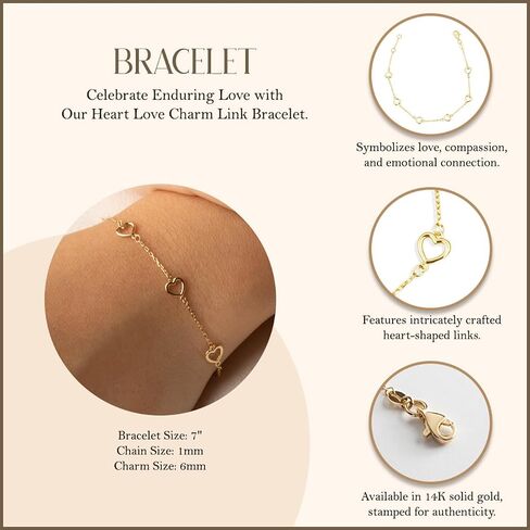 Claddagh Gold 14K Heart Heart Love Charm سوار Link 7 " in Saudi Arabia