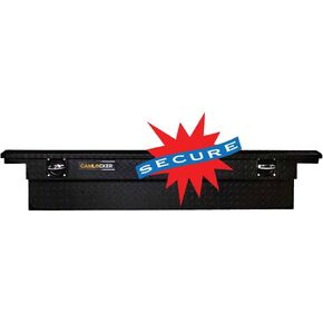 CAMLOCKER S71LPMB 71 Inch Low Profile Crossover Tool Box, Heavy Duty Aluminum, Matte Black, Secure Storage For Pickup Trucks, Weather Tight Construction, with Sliding Tool Tray Organizer, Made in USA in Saudi Arabia