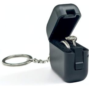Ultra Slim Ring Case with Keychain – Portable Gym Jewelry Box, Compact Travel Ring Holder, Small Black Jewelry Organizer for Women and Men(1.4 x 1.4 x 0.7 in) in Saudi Arabia