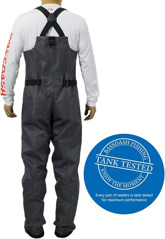 BASSDASH Men’s Denim Breathable Chest Waders Waterproof Durable Lightweight Stocking Foot for Fishing Hunting ATV Riding in Kuwait