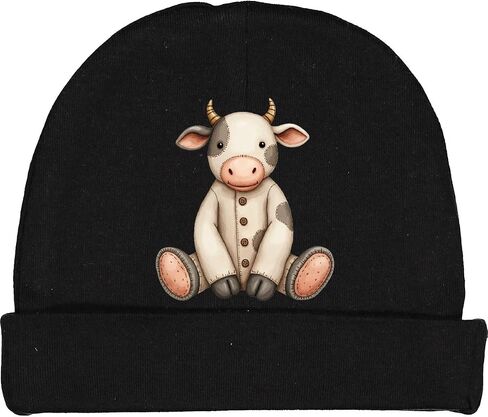 inktastic Vintage Knitted Plush Cow Baby Beanie Hat in Saudi Arabia