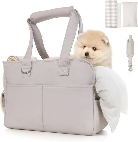 Pet Carrier, Dog Carrier, Soft Soft Sided Folding Cats Carrier for Small Medium Cats Puppies up to 18 Lbs, Washable Breathable Puppy Carrie Carrier for Outdoor Travel(Large Beige) in Kuwait