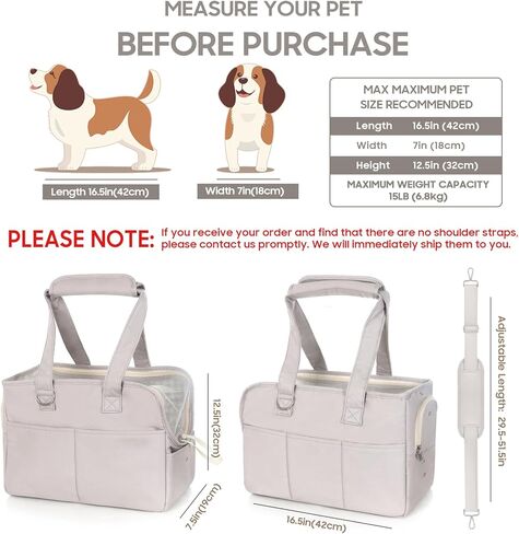 Pet Carrier, Dog Carrier, Soft Soft Sided Folding Cats Carrier for Small Medium Cats Puppies up to 18 Lbs, Washable Breathable Puppy Carrie Carrier for Outdoor Travel(Large Beige) in Kuwait
