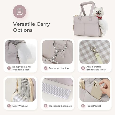 Pet Carrier, Dog Carrier, Soft Soft Sided Folding Cats Carrier for Small Medium Cats Puppies up to 18 Lbs, Washable Breathable Puppy Carrie Carrier for Outdoor Travel(Large Beige) in Kuwait