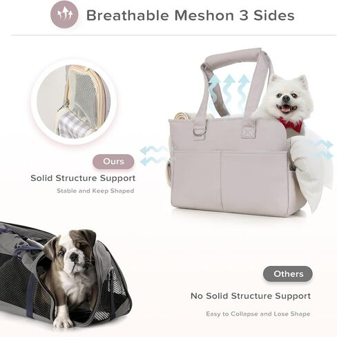 Pet Carrier, Dog Carrier, Soft Soft Sided Folding Cats Carrier for Small Medium Cats Puppies up to 18 Lbs, Washable Breathable Puppy Carrie Carrier for Outdoor Travel(Large Beige) in Kuwait