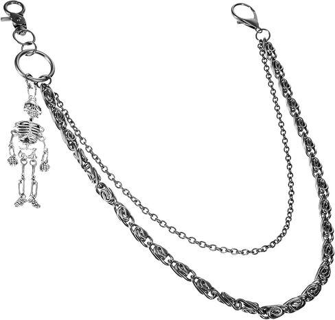 الهيكل العظمي محفظة سلسلة السراويل سراويل سروال بانك القوط القواف بنطلون جمجمة سراويل سراويل سلاسل محفظة مفاتيح ملحقات حزام جمجمة ثقيلة للرجال بنطلون نساء راكب الدراجة النارية القوطي in Kuwait