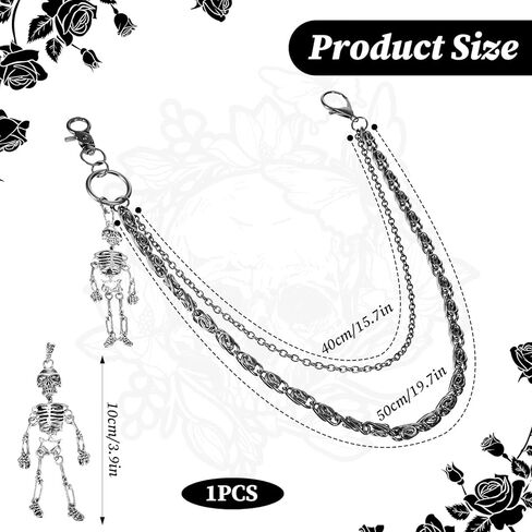 الهيكل العظمي محفظة سلسلة السراويل سراويل سروال بانك القوط القواف بنطلون جمجمة سراويل سراويل سلاسل محفظة مفاتيح ملحقات حزام جمجمة ثقيلة للرجال بنطلون نساء راكب الدراجة النارية القوطي in Kuwait