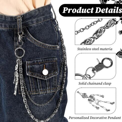 الهيكل العظمي محفظة سلسلة السراويل سراويل سروال بانك القوط القواف بنطلون جمجمة سراويل سراويل سلاسل محفظة مفاتيح ملحقات حزام جمجمة ثقيلة للرجال بنطلون نساء راكب الدراجة النارية القوطي in Kuwait