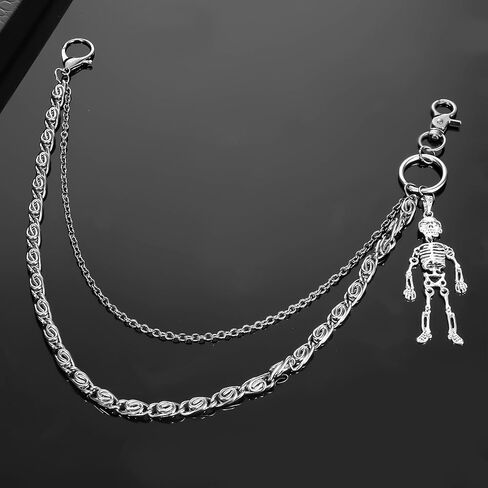 الهيكل العظمي محفظة سلسلة السراويل سراويل سروال بانك القوط القواف بنطلون جمجمة سراويل سراويل سلاسل محفظة مفاتيح ملحقات حزام جمجمة ثقيلة للرجال بنطلون نساء راكب الدراجة النارية القوطي in Kuwait