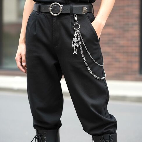 الهيكل العظمي محفظة سلسلة السراويل سراويل سروال بانك القوط القواف بنطلون جمجمة سراويل سراويل سلاسل محفظة مفاتيح ملحقات حزام جمجمة ثقيلة للرجال بنطلون نساء راكب الدراجة النارية القوطي in Kuwait
