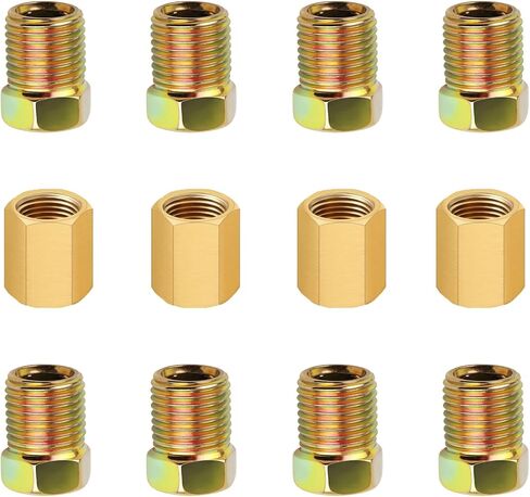 12PCS 3/8"-24 Thread 3/16 Brake Line Fittings,Brake Lines Fitting with 8 Nuts & 4 Unions for 0.19" Brakes Lines Inverted/Double Flares,Car Accessories Brakes Line Kit (12Pcs-3/16") in Saudi Arabia