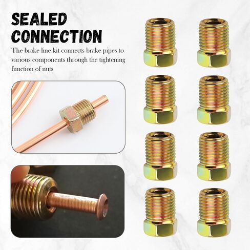 12PCS 3/8"-24 Thread 3/16 Brake Line Fittings,Brake Lines Fitting with 8 Nuts & 4 Unions for 0.19" Brakes Lines Inverted/Double Flares,Car Accessories Brakes Line Kit (12Pcs-3/16") in Saudi Arabia