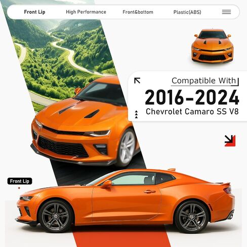 Front Bumper Lip Compatible with 2016-2024 Chevy Chevrolet Camaro SS V8 Trim Spoiler Splitter Protector Body Kit Air Dam Gloss Black 3Pieces in Saudi Arabia