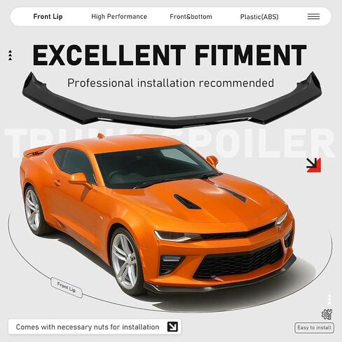 Front Bumper Lip Compatible with 2016-2024 Chevy Chevrolet Camaro SS V8 Trim Spoiler Splitter Protector Body Kit Air Dam Gloss Black 3Pieces in Saudi Arabia