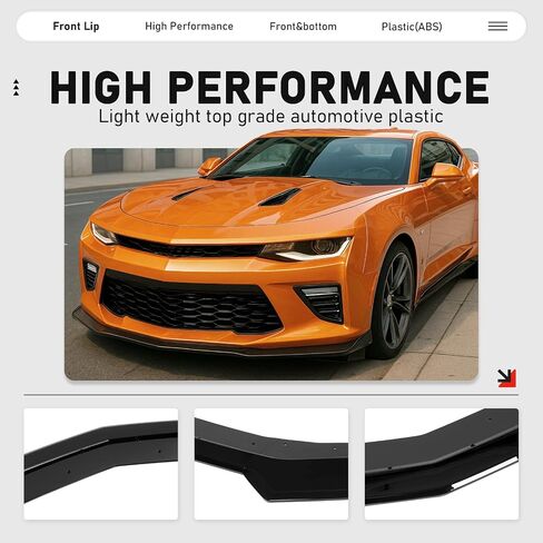 Front Bumper Lip Compatible with 2016-2024 Chevy Chevrolet Camaro SS V8 Trim Spoiler Splitter Protector Body Kit Air Dam Gloss Black 3Pieces in Saudi Arabia