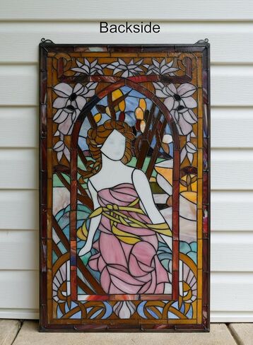 20" x 34" Alphonse Mucha Art. The Times of The Day: Morning Awakening, Hanging Stained Glass Window Panel in Saudi Arabia
