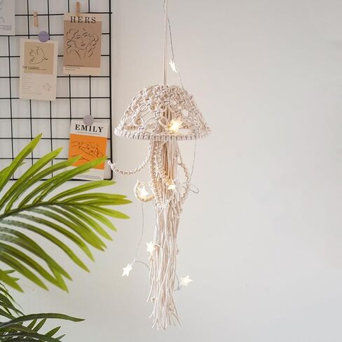 Macrame Wall Hanging ، headfish dream catcher مع أضواء النجوم ، بوهيميان جدار الفن الديكور in Kuwait