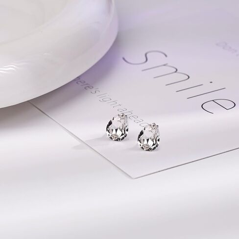 Teardrop Aquamarine Earrings 925 Sterling Silver Earrings Light Blue Water Drop Stud Earrings March Birthstone Earrings for Women Trendy in Kuwait