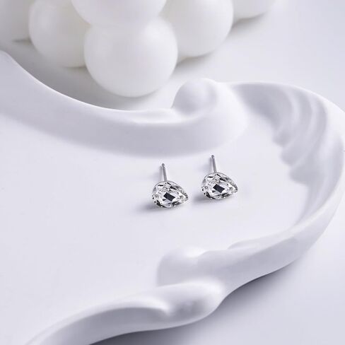 Teardrop Aquamarine Earrings 925 Sterling Silver Earrings Light Blue Water Drop Stud Earrings March Birthstone Earrings for Women Trendy in Kuwait