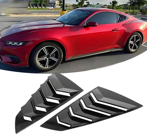 Rear Side Window Louvers Fit for Ford Mustang EcoBoost/Dark Horse/GT/ S650 2024 2025 Accessories Air Vent Scoop Cover Louver Windshield Sun Shade Cover Vent GT Style ABS (Gloss Black) in Saudi Arabia
