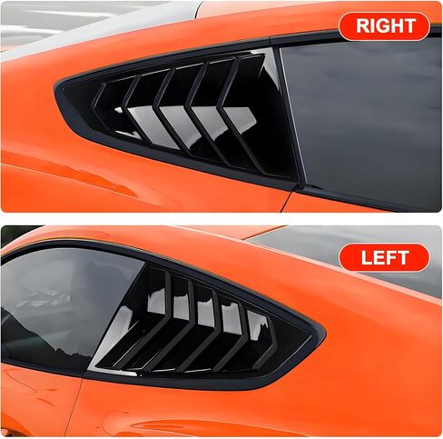 Rear Side Window Louvers Fit for Ford Mustang EcoBoost/Dark Horse/GT/ S650 2024 2025 Accessories Air Vent Scoop Cover Louver Windshield Sun Shade Cover Vent GT Style ABS (Gloss Black) in Saudi Arabia