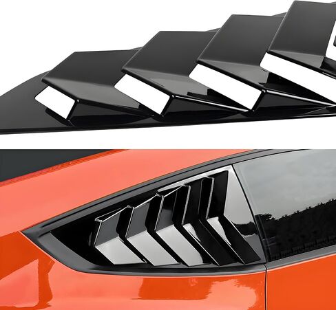 Rear Side Window Louvers Fit for Ford Mustang EcoBoost/Dark Horse/GT/ S650 2024 2025 Accessories Air Vent Scoop Cover Louver Windshield Sun Shade Cover Vent GT Style ABS (Gloss Black) in Saudi Arabia
