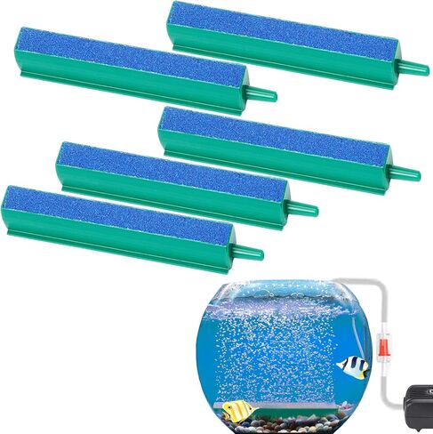 16 Inch Aquarium Air Stones Bar - Air Stone Kit with 5 Pcs Square Oxygen Diffuser Long Bubble Release Mineral Airstones for Fish Tank Pumps DWC Bucket Reservoir Pond in Saudi Arabia