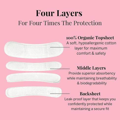 Pixie Organic Cotton Panty Liners for Women - Long Wrapped Pantiliners - Light Absorbency & Ultra-Thin - Leak-Proof, Hypoallergenic & Unscented - Compostable - 44 Count in Saudi Arabia